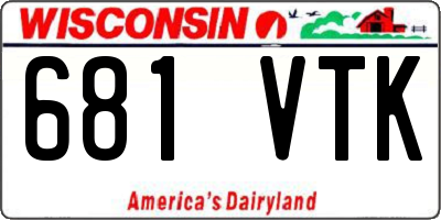WI license plate 681VTK