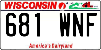WI license plate 681WNF