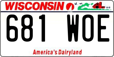 WI license plate 681WOE