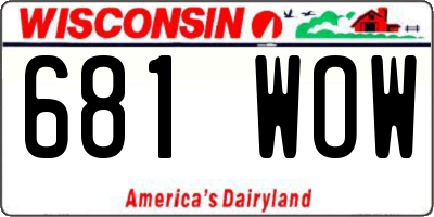 WI license plate 681WOW