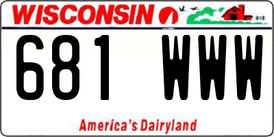 WI license plate 681WWW