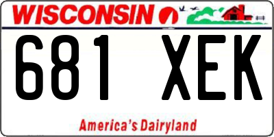 WI license plate 681XEK
