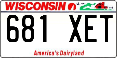 WI license plate 681XET