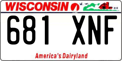 WI license plate 681XNF