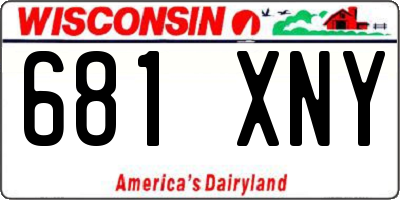 WI license plate 681XNY