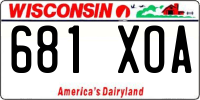 WI license plate 681XOA