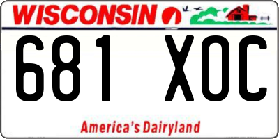 WI license plate 681XOC