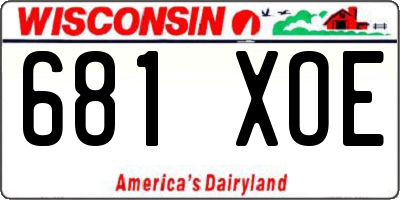 WI license plate 681XOE