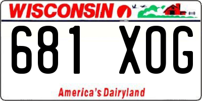 WI license plate 681XOG