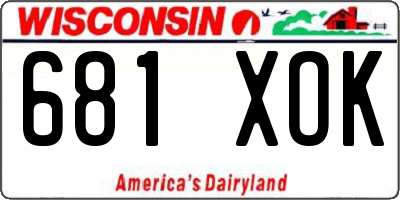 WI license plate 681XOK