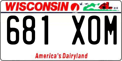 WI license plate 681XOM