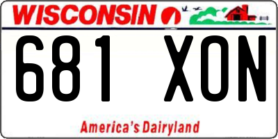WI license plate 681XON