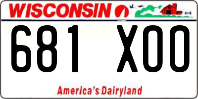 WI license plate 681XOO