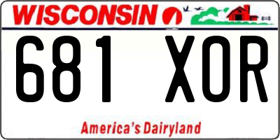 WI license plate 681XOR