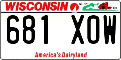 WI license plate 681XOW