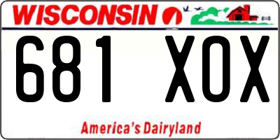 WI license plate 681XOX