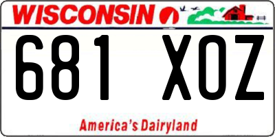 WI license plate 681XOZ