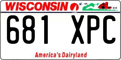 WI license plate 681XPC
