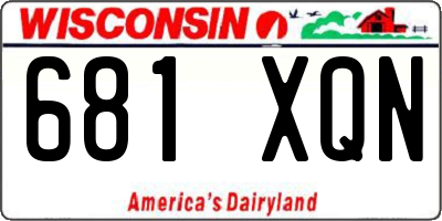 WI license plate 681XQN