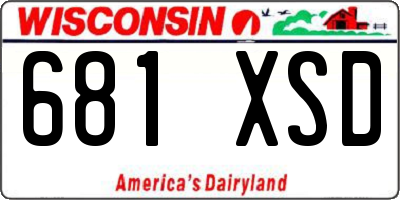 WI license plate 681XSD