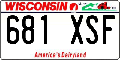 WI license plate 681XSF