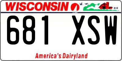 WI license plate 681XSW