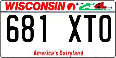 WI license plate 681XTO