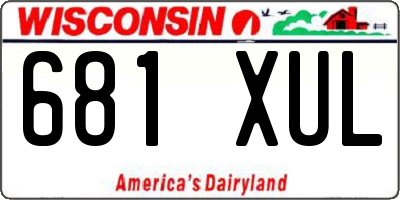 WI license plate 681XUL