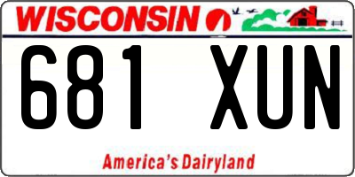WI license plate 681XUN