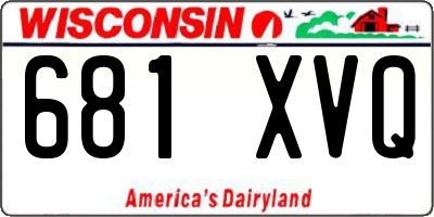 WI license plate 681XVQ