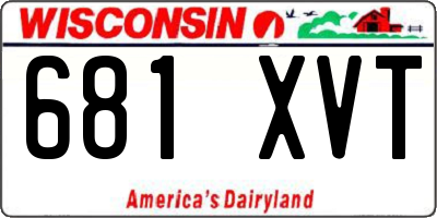 WI license plate 681XVT