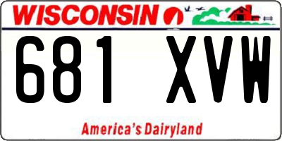WI license plate 681XVW