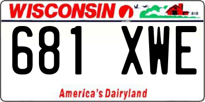 WI license plate 681XWE