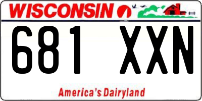 WI license plate 681XXN