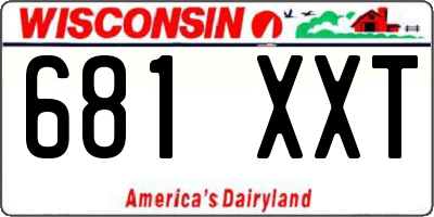WI license plate 681XXT