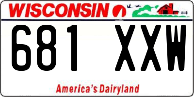 WI license plate 681XXW