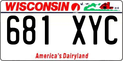 WI license plate 681XYC