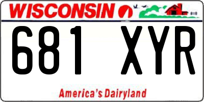 WI license plate 681XYR