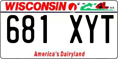 WI license plate 681XYT