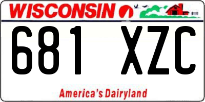 WI license plate 681XZC