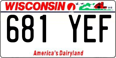 WI license plate 681YEF