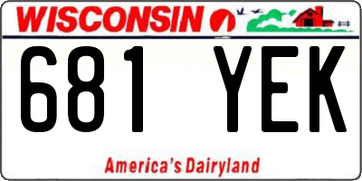 WI license plate 681YEK