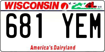 WI license plate 681YEM