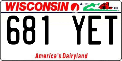 WI license plate 681YET