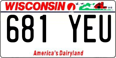 WI license plate 681YEU