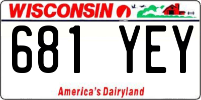 WI license plate 681YEY