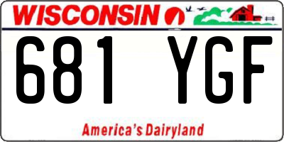 WI license plate 681YGF