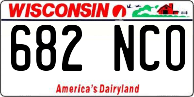 WI license plate 682NCO