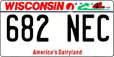 WI license plate 682NEC