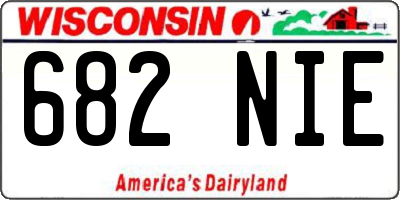 WI license plate 682NIE
